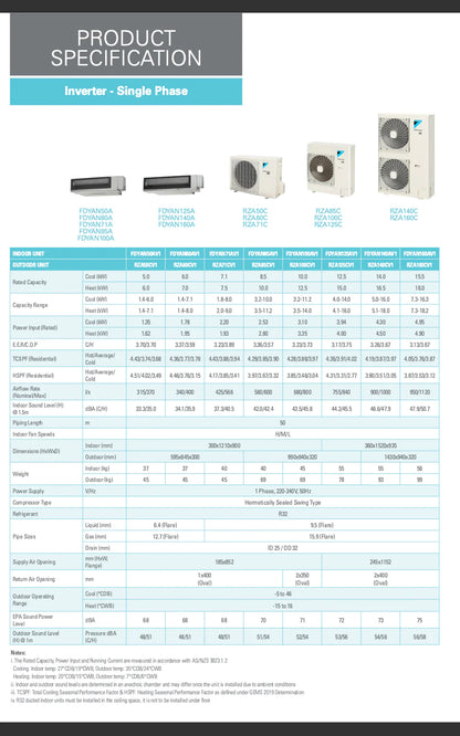 Daikin 18kW Ducted Air Conditioner (3 Phase) FDYQN180LCV1 / RZQ180M2Y1